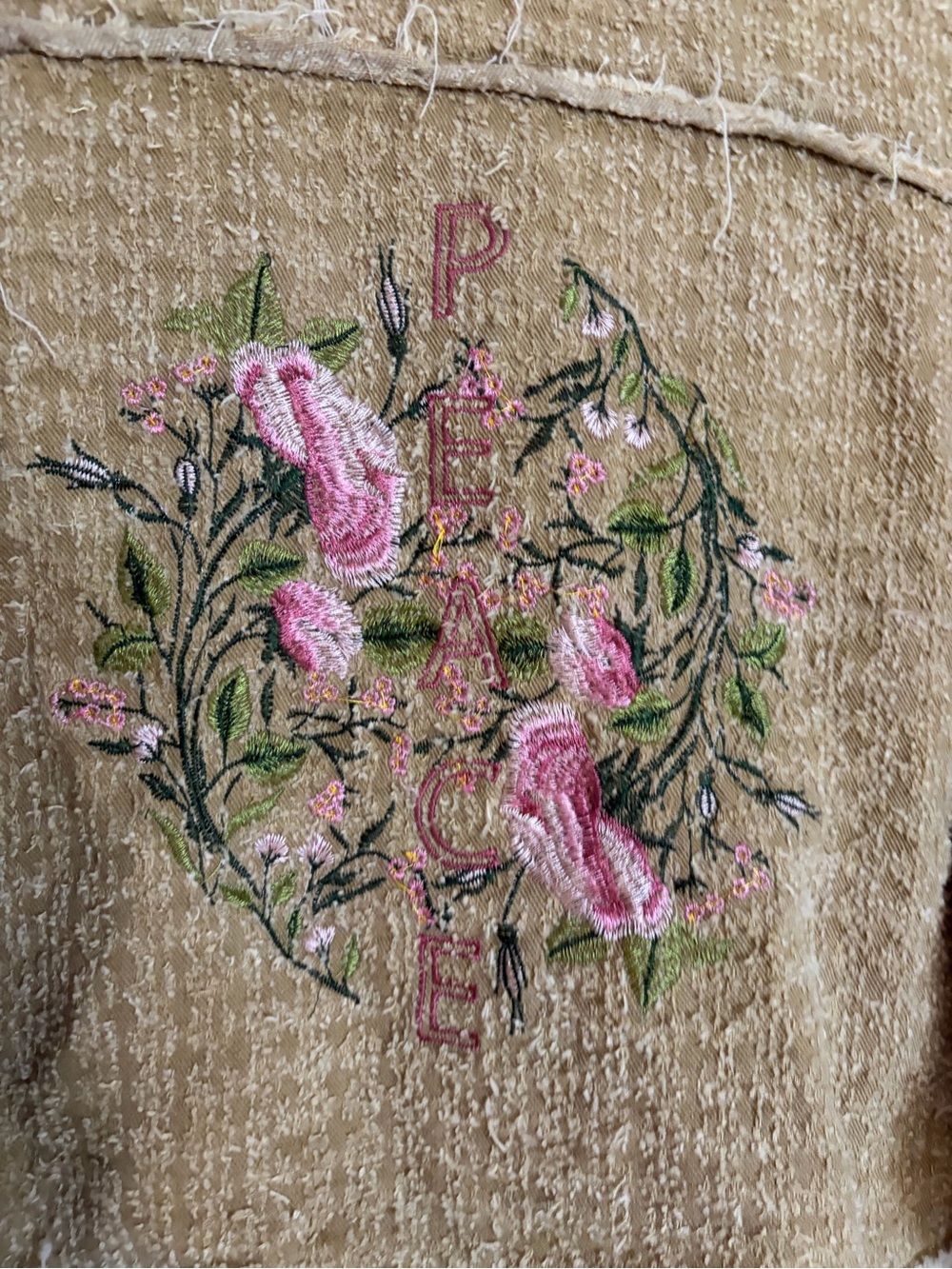 POL Tan Crochet-Accent Jacket with Embroidered Rose & Peace - Picture 6 of 7